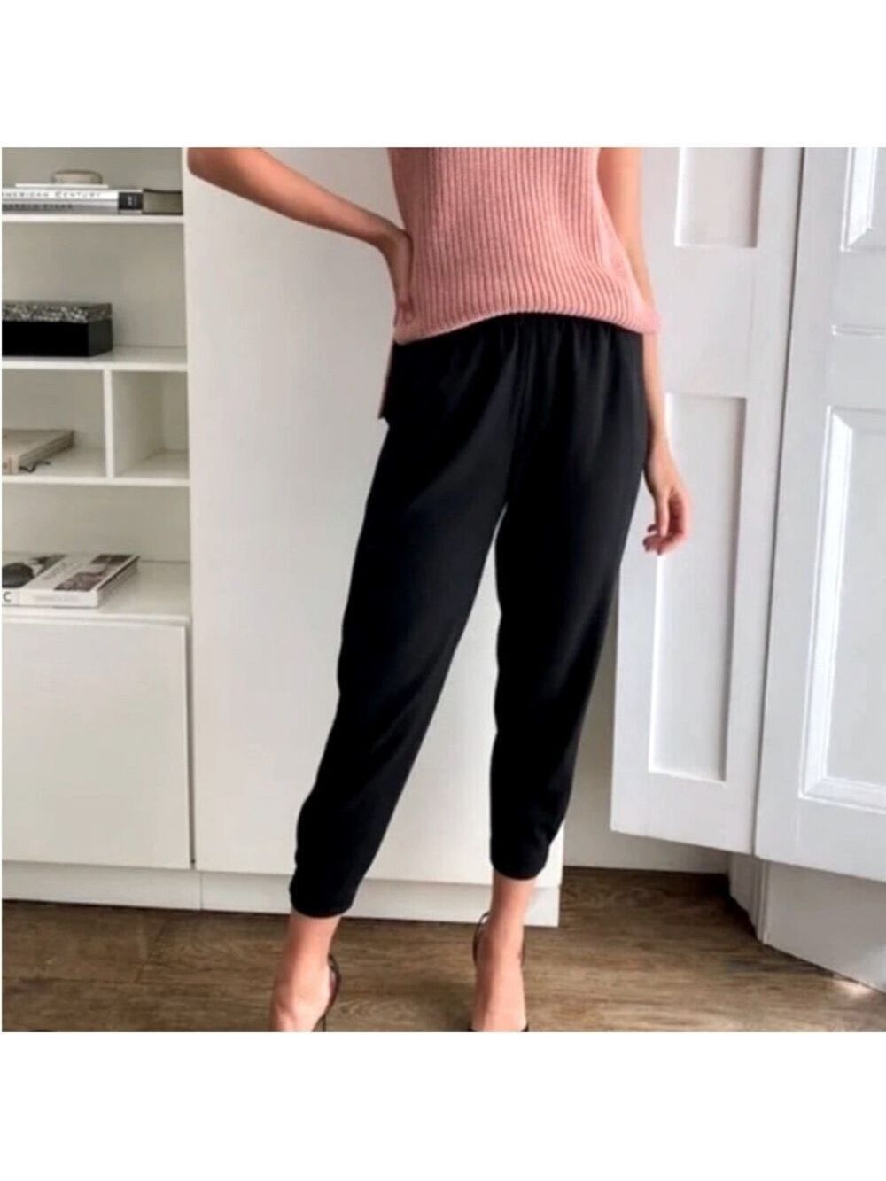 Babaton Aritzia Dexter Black Pants Pull On Trousers Ankle Joggers Size XXS